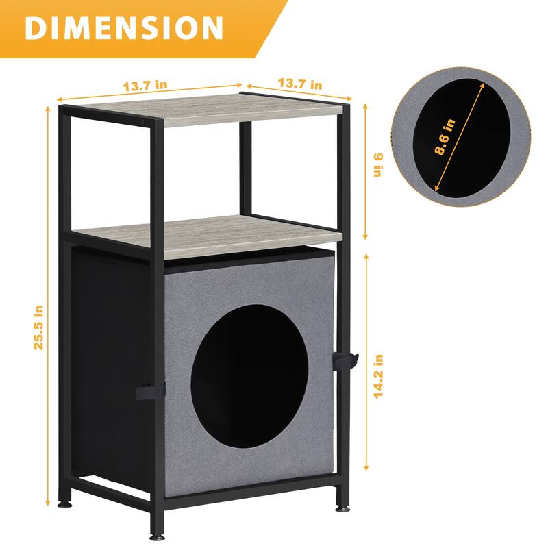 Hidden Cats House End Table with Storage Shelf