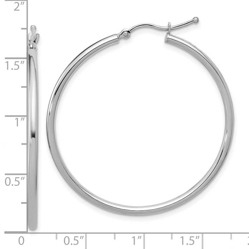 Curata 10k White Gold Polished Hinged 40x2mm Round Hoop Earrings