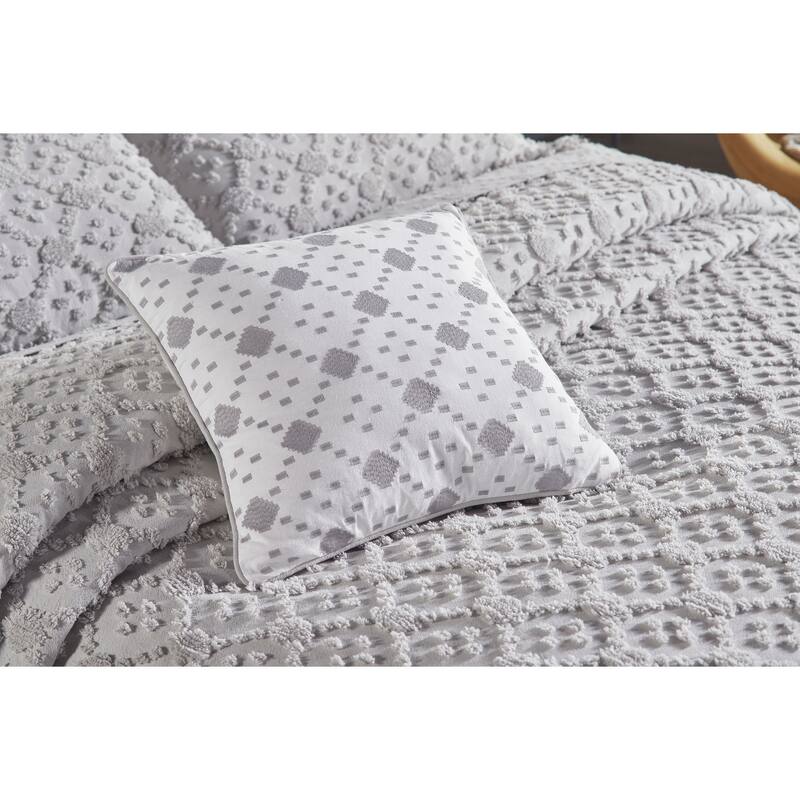 Better Trends Charleston Collection 4-Piece 100% Cotton Tufted Diamond Design Bedspread Set - Machine Washable & Tumble Dry Safe