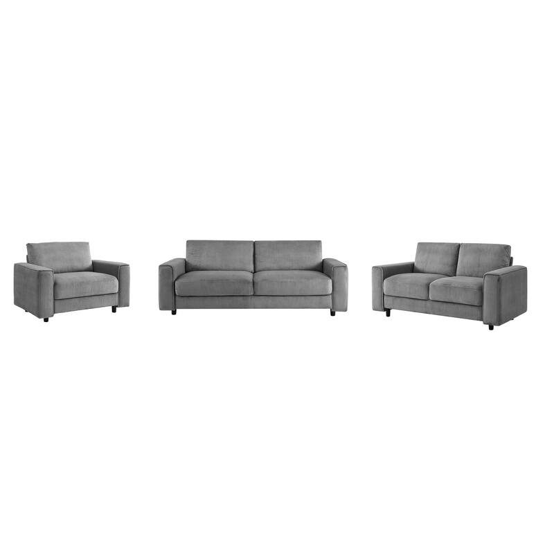 Modern Contemporary Upholstered 3-Piece Corduroy Plush Tufted Sofa Set