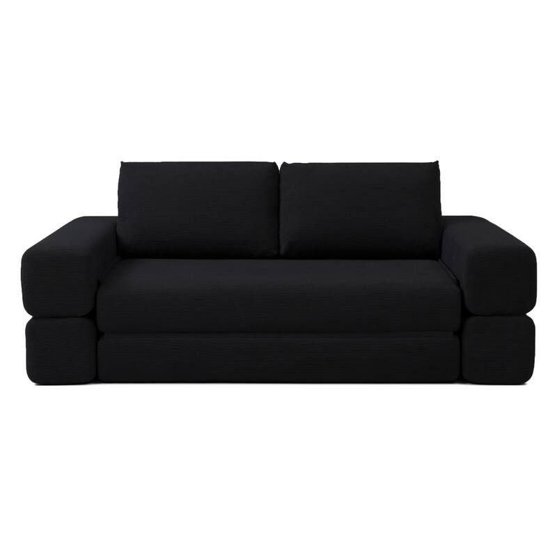 Multi-Functional Folding Sofa Bed Convertible Floor Sofa Couch Black Lounge Sofa Sleeper Sofa Couch with Pillows