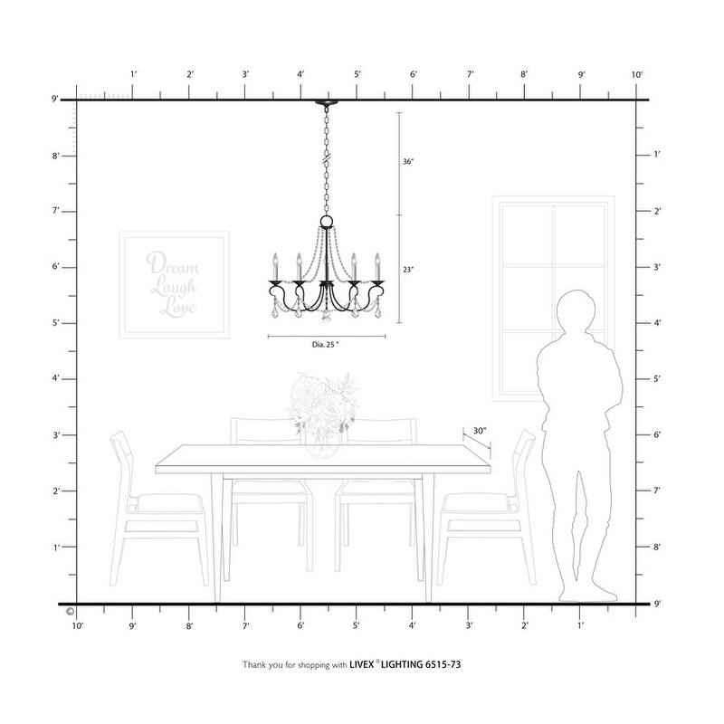 Livex Lighting 6-light Antique Silver Leaf Chandelier, 6515-73 - 25" Dia x 23" H