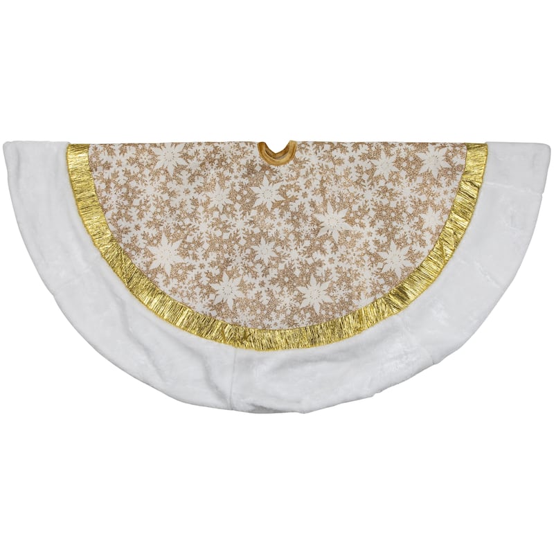 48" White and Gold Snowflake Christmas Tree Skirt - 48