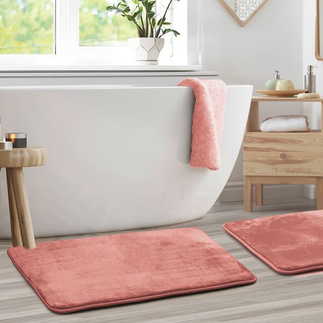 Clara Clark Ultra Soft Plush Bathroom Rug - Non-Slip, Velvet, Memory Foam Bath Mat - Set of 2