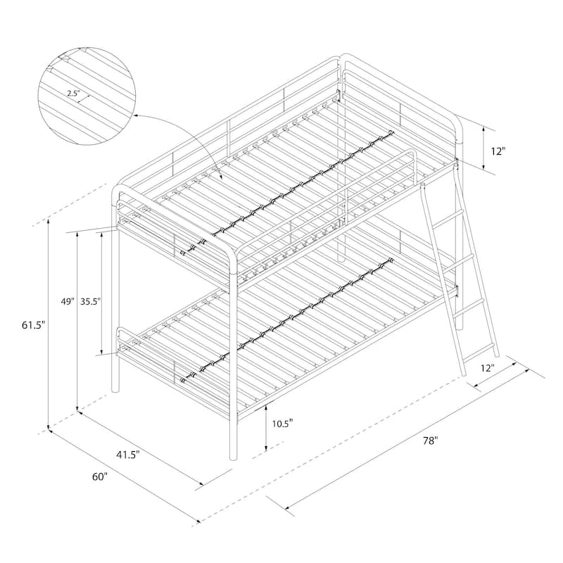 Avenue Greene Edison Twin over Twin Metal Bunk Bed