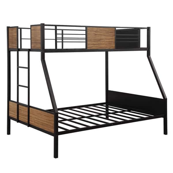 Twin Over Full Modern Style Steel Frame Bunk Bed With Safety Rail Overstock 32040318 White