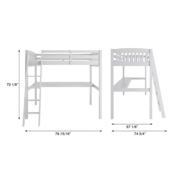 dimension image slide 1 of 2, Everest Grey High Loft Bed with Desk and Storage, with Stairs