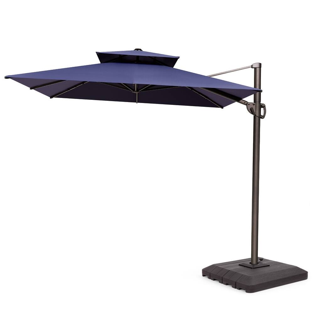 Pellebant 9 FT x 12 FT Outdoor Patio Cantilever Umbrella with Base Double Top