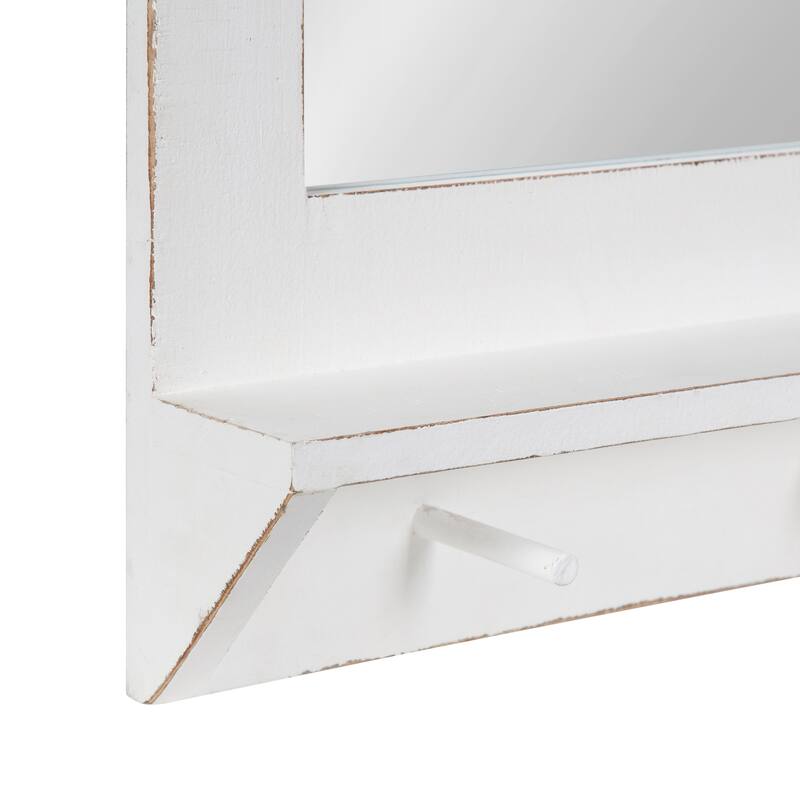 Kate and Laurel Cates Framed Wall Mirror with Shelf and Hooks