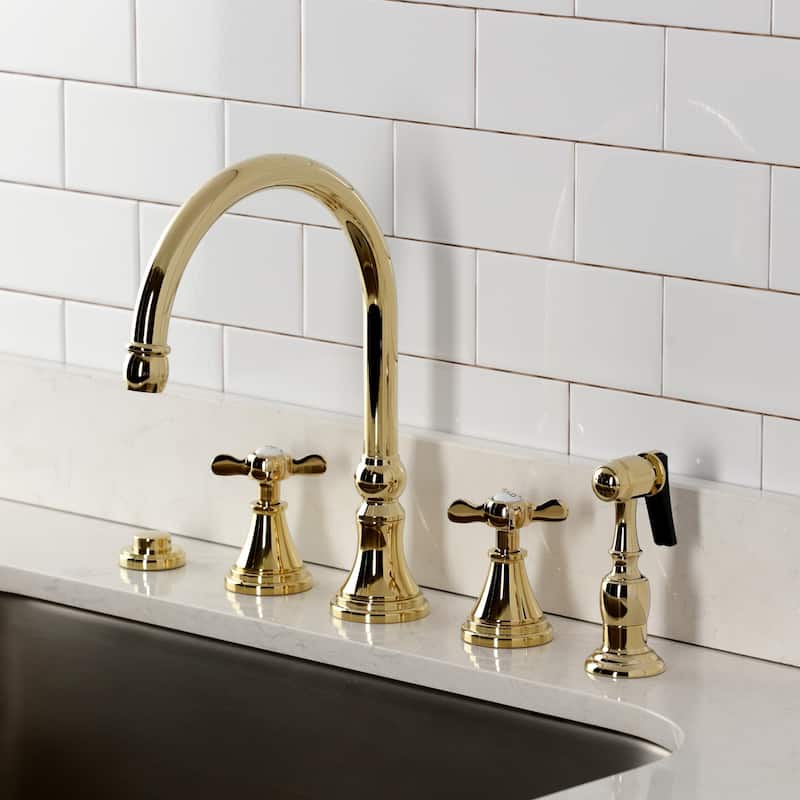 Kingston Brass Essex Double-Handle Wall-Mount Pre-Rinse Bridge Kitchen Faucet