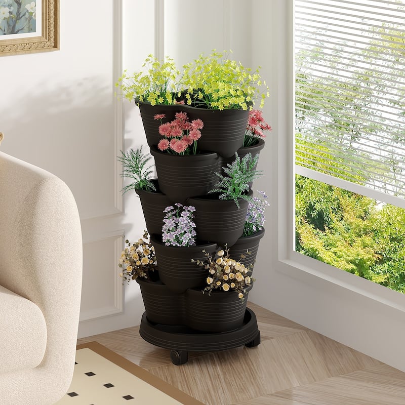Vertical Strawberry Planter, 5 Tier Hanging Vertical Gardening Planter, Stackable Garden Tower Pot for Strawberries, Flowers