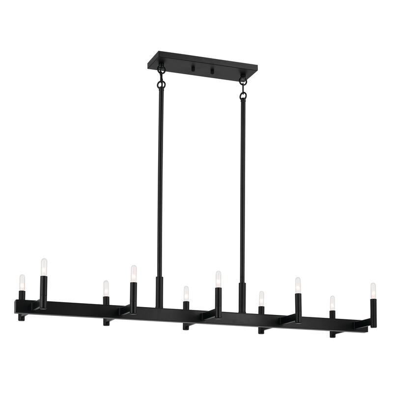 Kichler Lighting Ezro 50 in. 10-Light Linear Chandelier - Black - 50