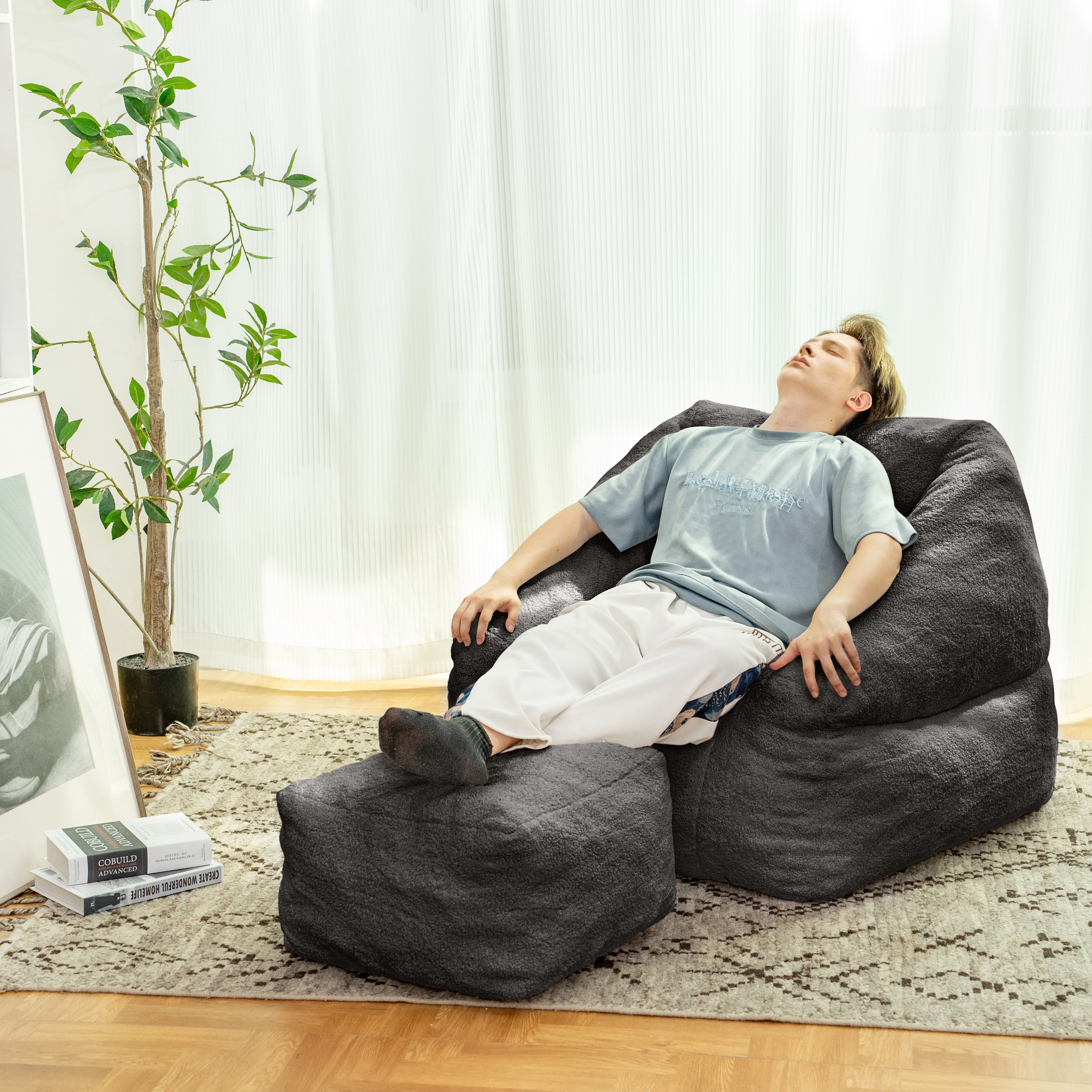 Comfy Cozy Faux Fur Bean Bag Chair with Memory Foam Filling Bed Bath Beyond 41296920