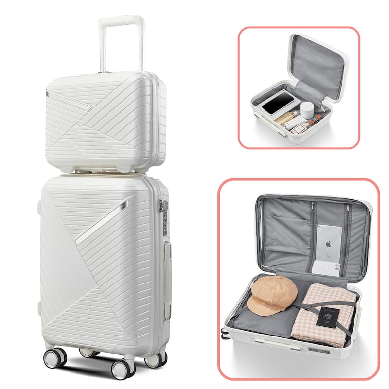 Luggage Sets 4 Piece(14/20/24/28), Expandable Suitcase with Double Spinner Wheels TSA Lock PP Material