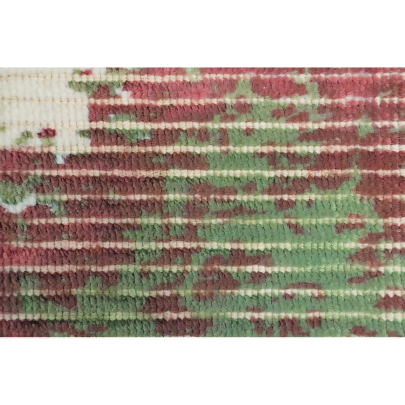 Hand Knotted Oriental Viscose Silk Carpet Modern All-Over Multi-Colored Abstract Area Rug - 3' 10'' X 2' 0''