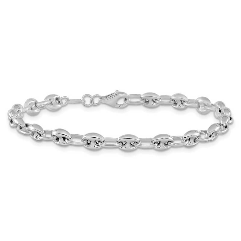 Curata 14k Yellow or White Gold 7.5" 4.9mm Puffed Mariner Links Bracelet