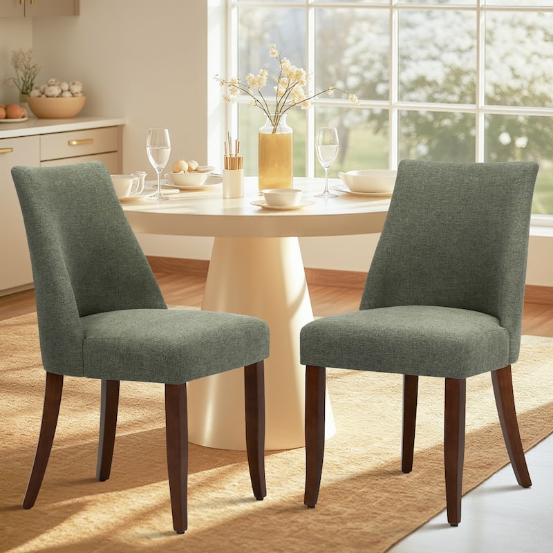 RENEWLINE Contemporary Dining Chair（Set of 2/4/6 - Upholstered Backrest & Wood Frame - Set of 2 - Green