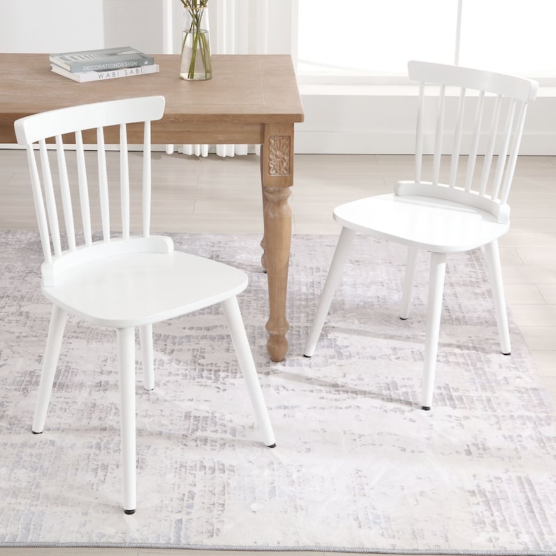 Farmhouse Spindle-Back Windsor Dining Chairs with Solid Wood