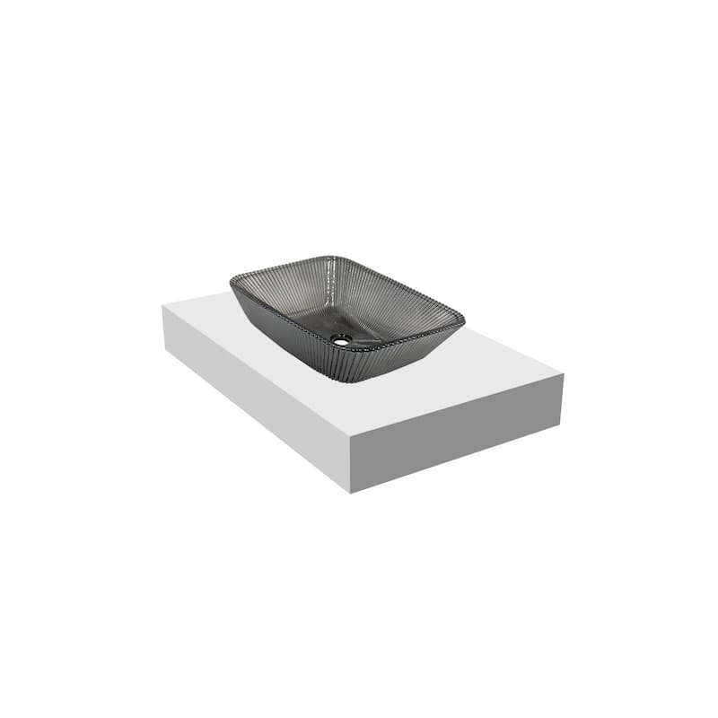 Charlie 18" Rectangle Decorative Crystal Vessel Sinks With White Base