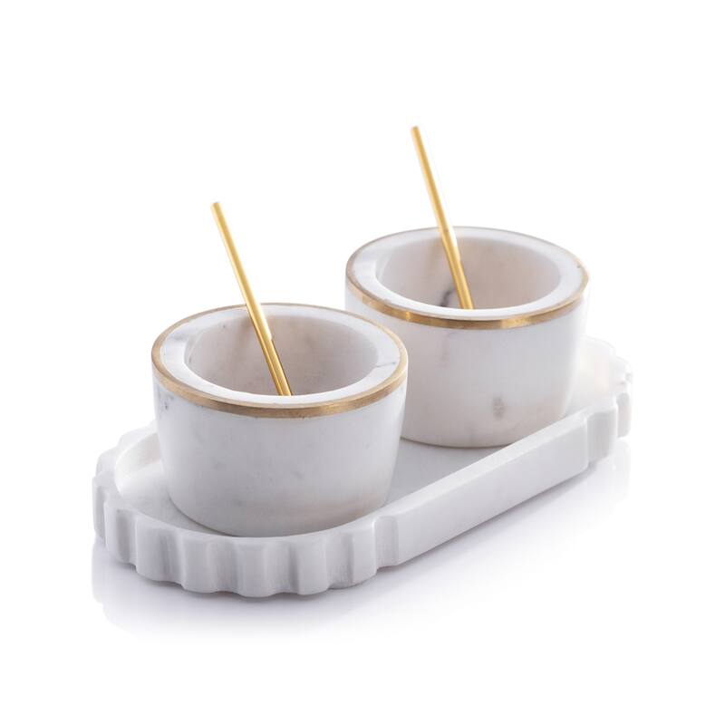 Calacatta Marble Condiment Set