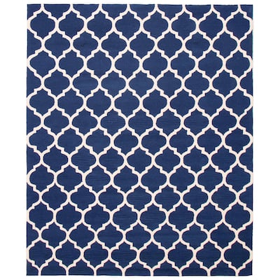 ECARPETGALLERY Hand Tufted Timeless Navy Wool Rug - 7'7 x 9'4