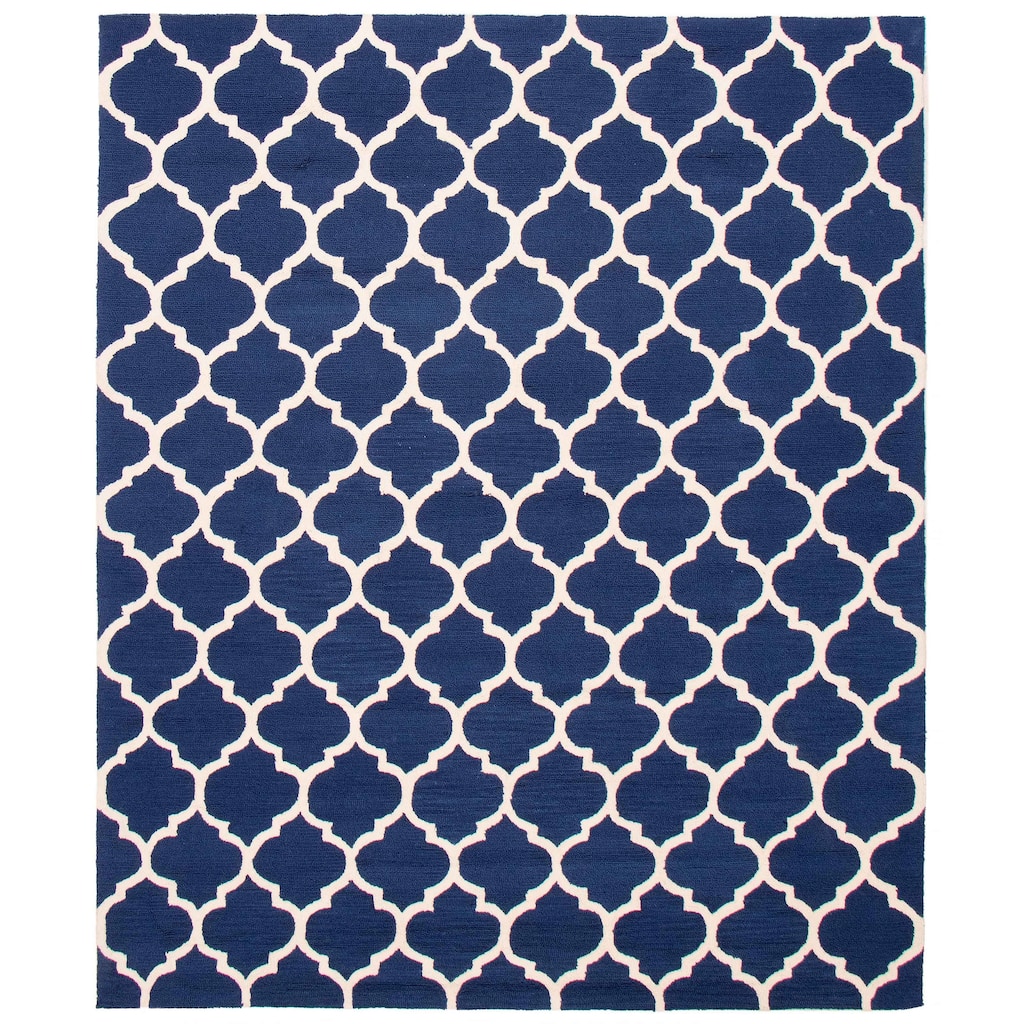 ECARPETGALLERY Hand Tufted Timeless Navy Wool Rug - 7'7 x 9'4