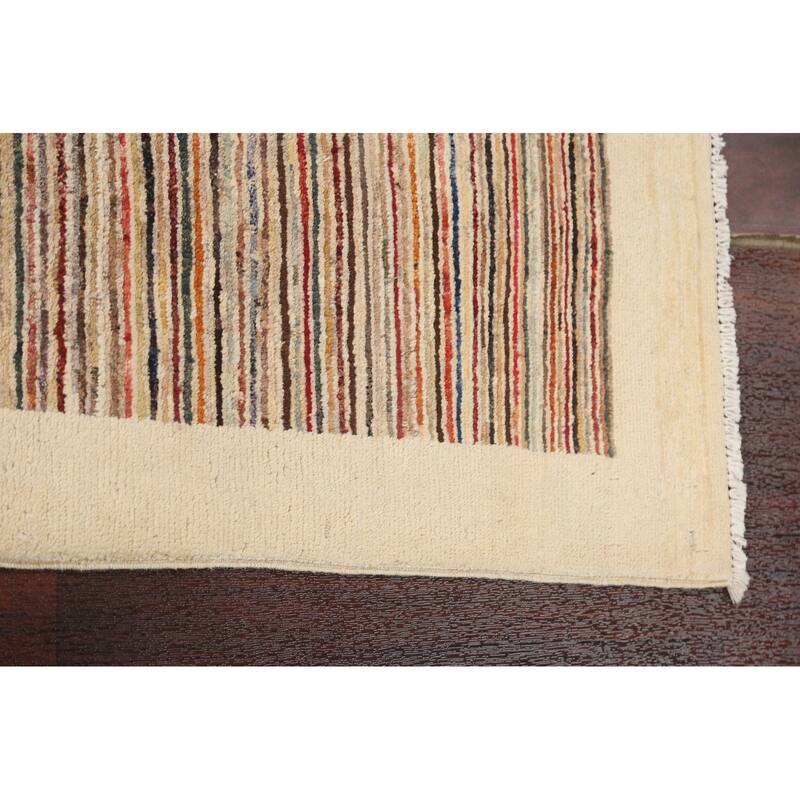 Gabbeh Kashkoli Wool Contemporary Striped Area Rug Hand-knotted Carpet - 2'6" x 4'1"