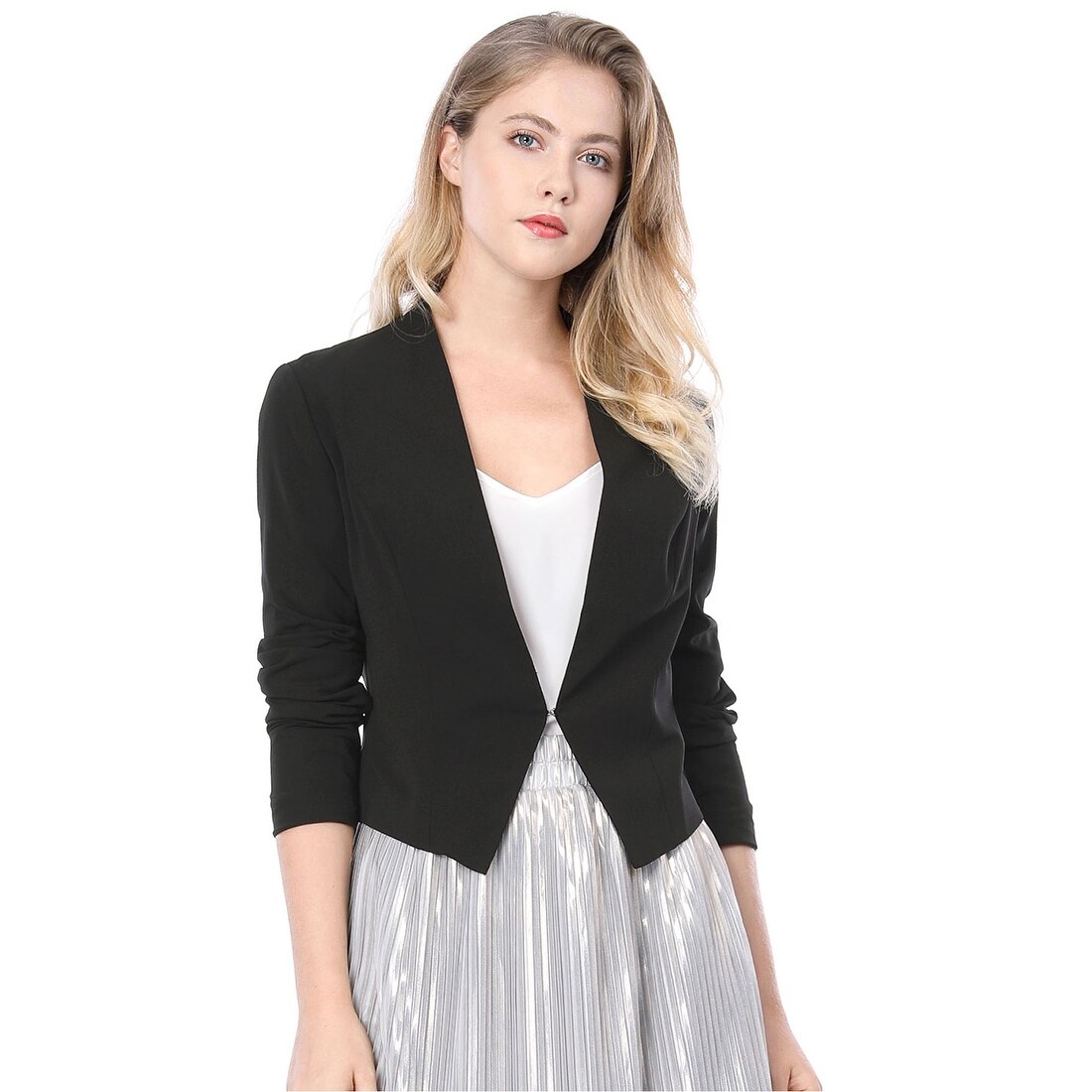 Shop Unique Bargains Women Collarless Work Office Business Casual