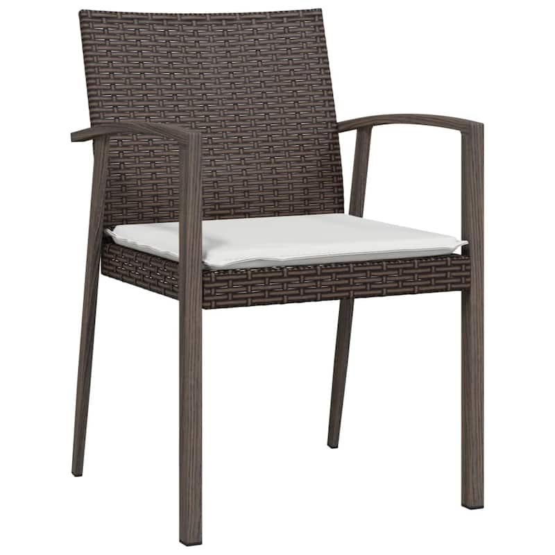 vidaXL Patio Dining Set Table and Chair with Cushions Poly Rattan and Steel