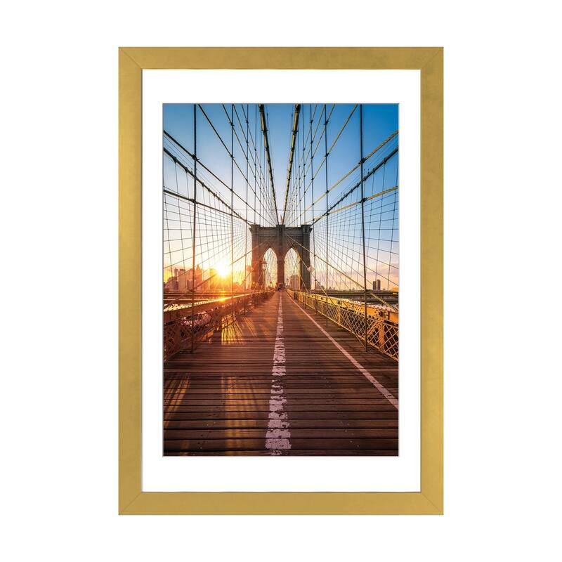 iCanvas "Brooklyn Bridge, New York City, USA" by Jan Becke PFA - Gold - 24x16x1