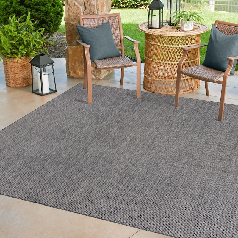 Outdoor Amsterdam Collection Area Rug - Black - 13' Square