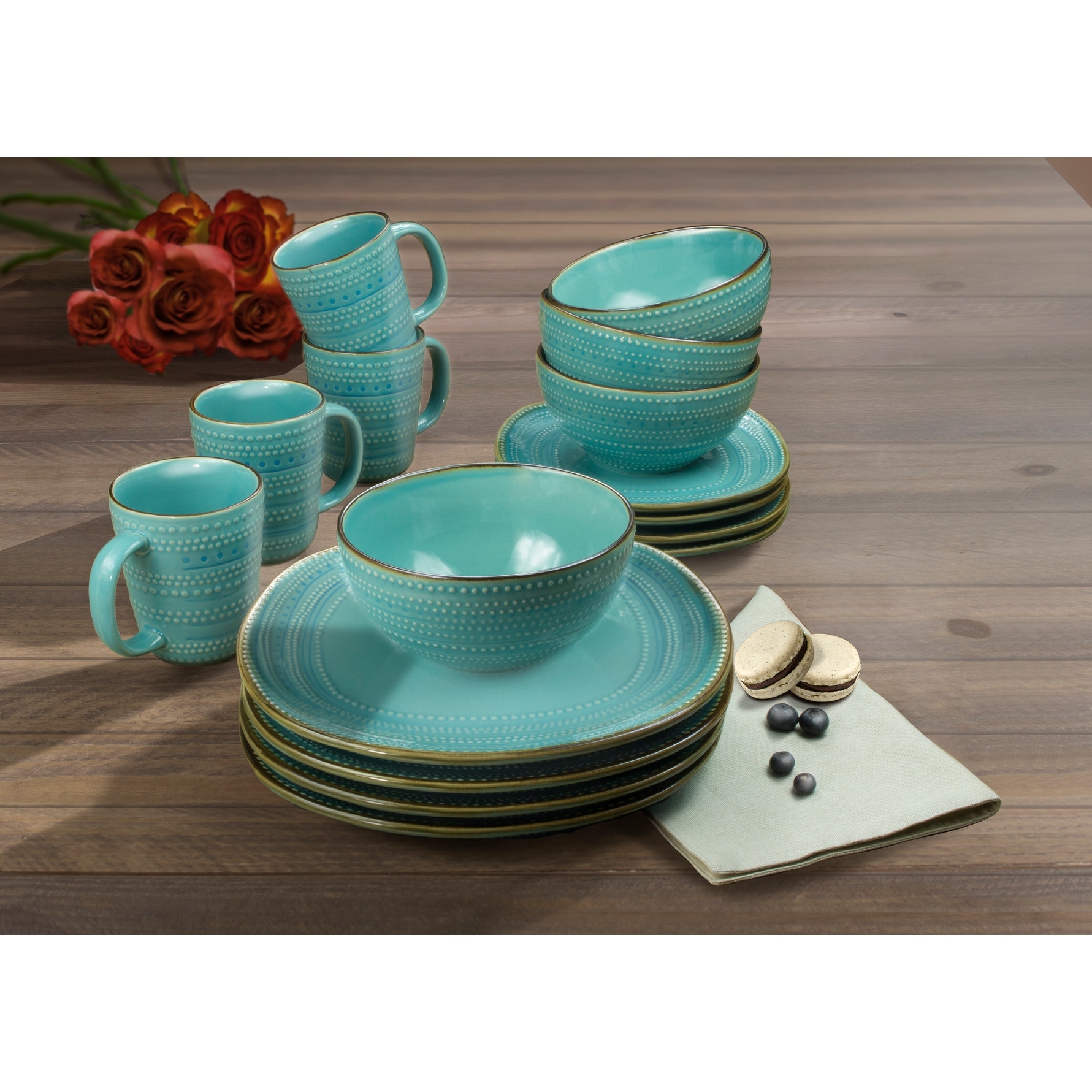 American Atelier Tallulah Blue Earthenware 16-piece Dinnerware Set