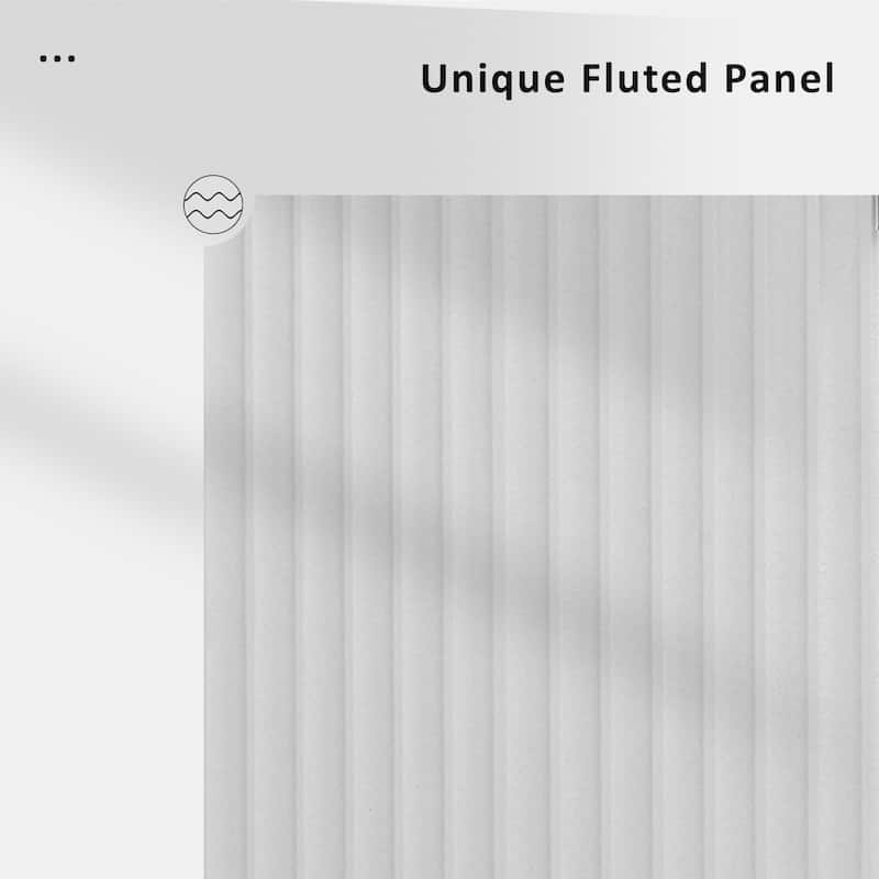 Anmytek 51" Fluted Rolling Kitchen Island with Drop Leaf & Storage, White Ash Farmhouse Cart with Towel Rack