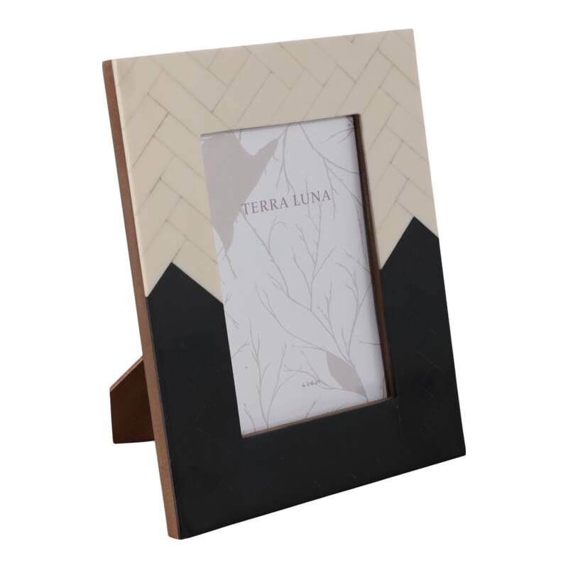 Resin Herringbone 2-Tone Photo Frame - Ivory
