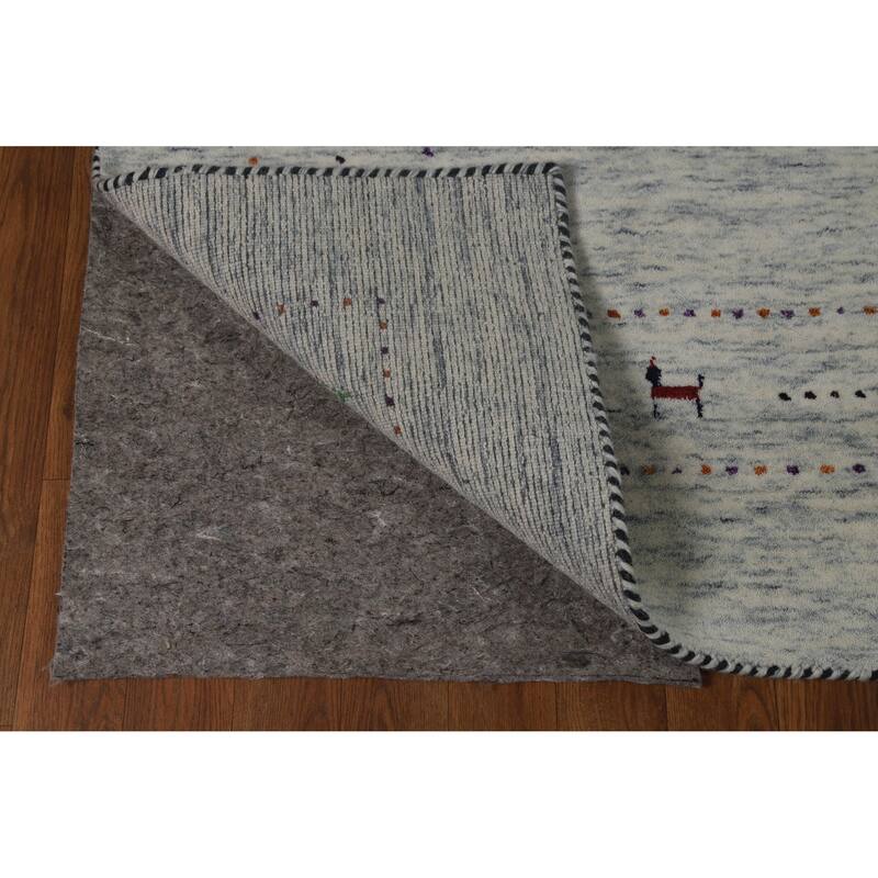 Hand Knotted Oriental 100% Wool Carpet Tribal Animal Pictorial Beige & Ivories Gabbeh Area Rug - 7' 10'' X 5' 2''