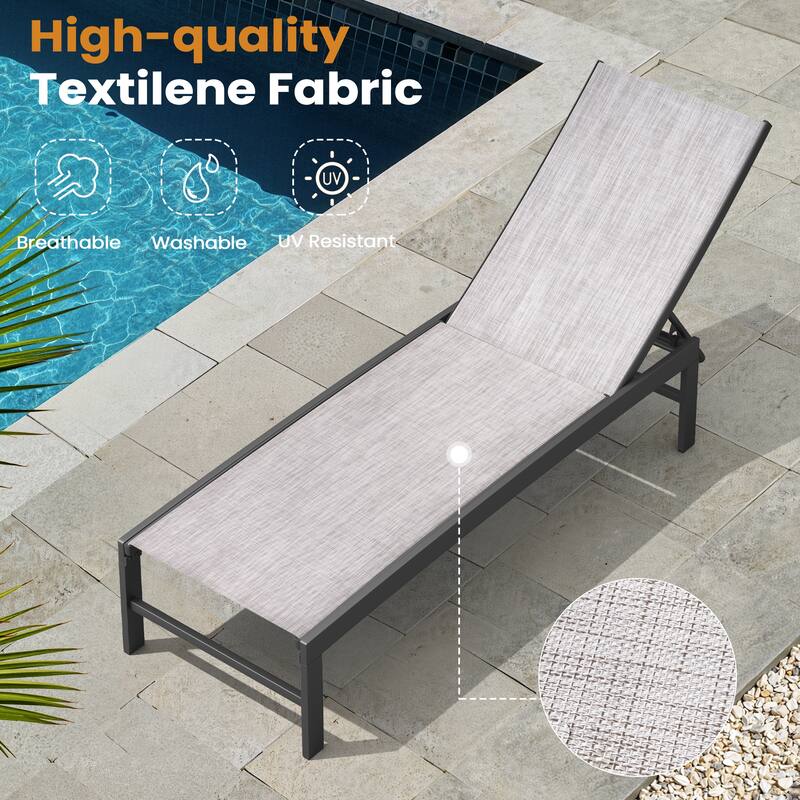 Outdoor Patio Adjustable Chaise Lounge Chairs