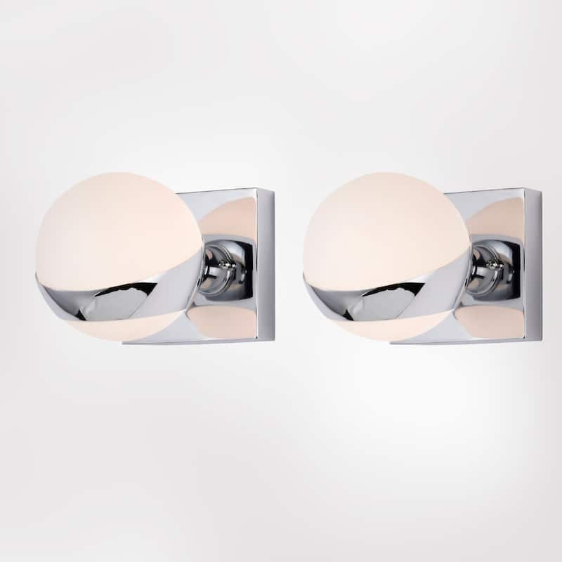 5 Inch Chrome Finish Orb Opaque Glass Wall Sconces 1 Light (SOLD AS A PAIR)