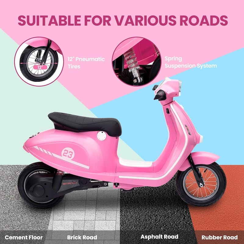 Electric Motorcycle for Big Kids, 24V 350W Kids Ride on Moped