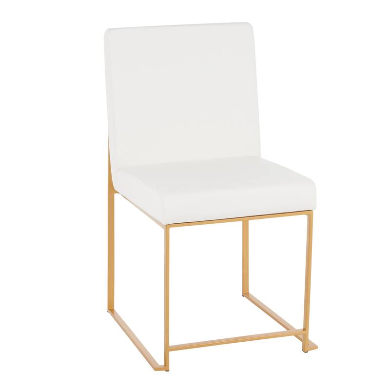 Silver Orchid Forrest Gold High Back Dining Chair - Set of 2 - White Faux Leather