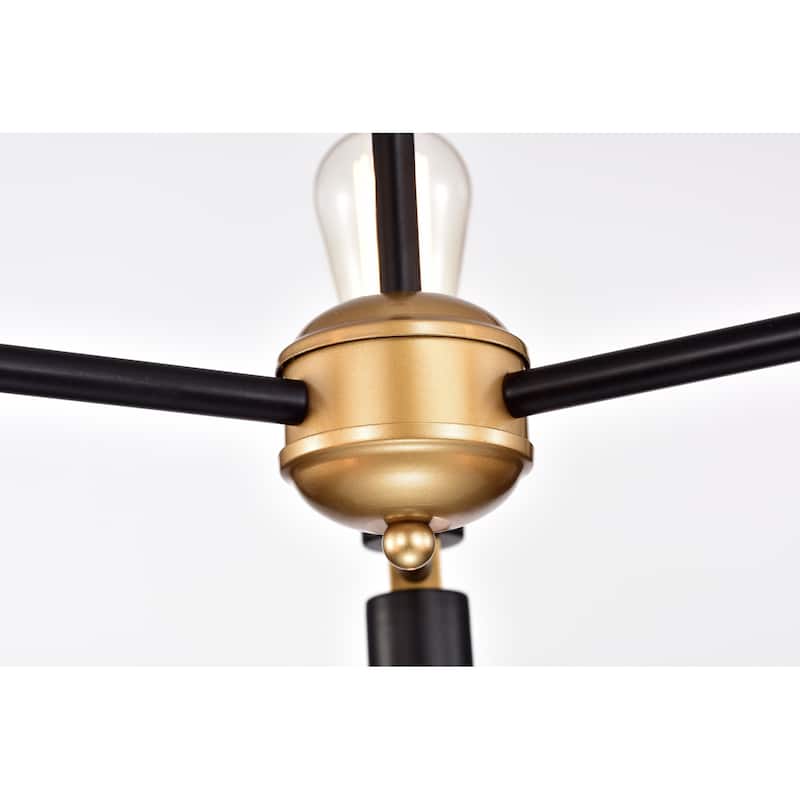 Chandelier Matte Black Gold 6-Light Metal