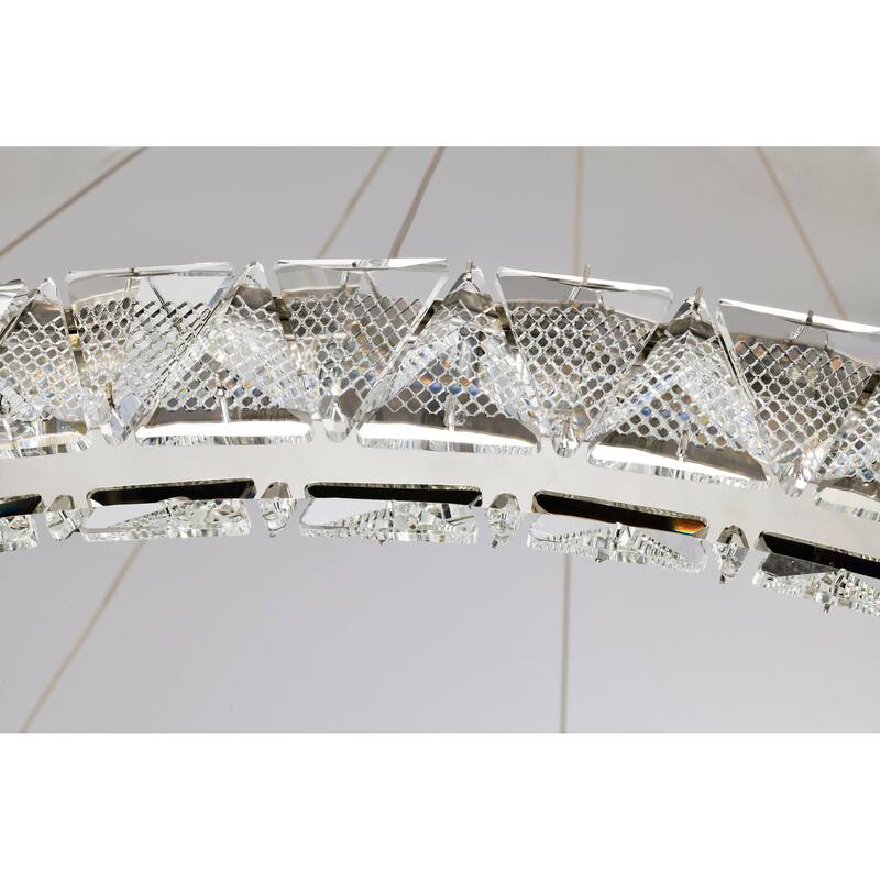 Asher LED 36 Inch Round Pendant Polished Nickel Finish K9 Crystal - Polished Nickel