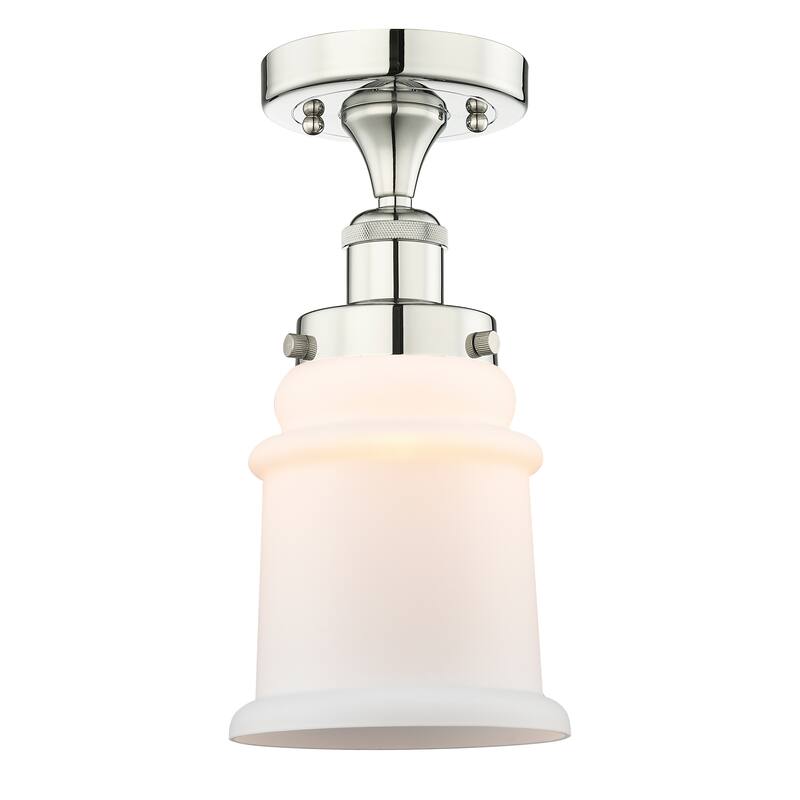 Innovations Lighting Edison Canton - 1 Light 6" Semi-Flush Mount - Polished Nickel/Matte White