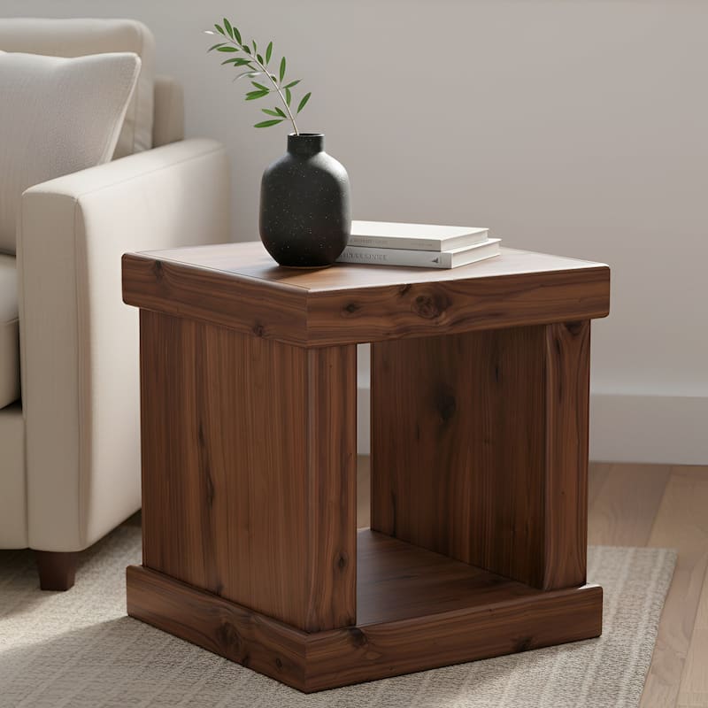 Origins by Alpine Sequoia 24.5" W End Table, Walnut Brown