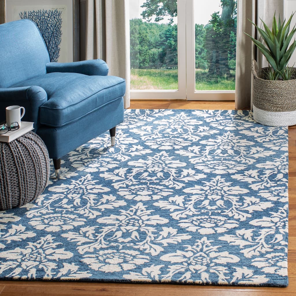 SAFAVIEH Handmade Micro-Loop Dinuca Transitional Geometric Wool Rug