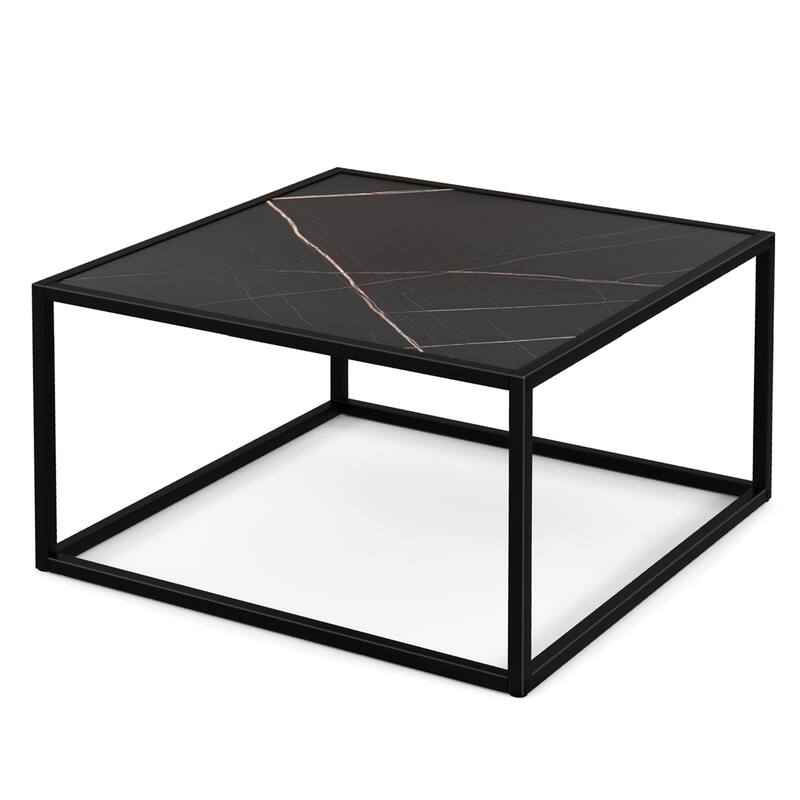 Costway Coffee Table Modern Rectangular Coffee Table Metal Frame For - 27.5'' x 27.5'' x 16''