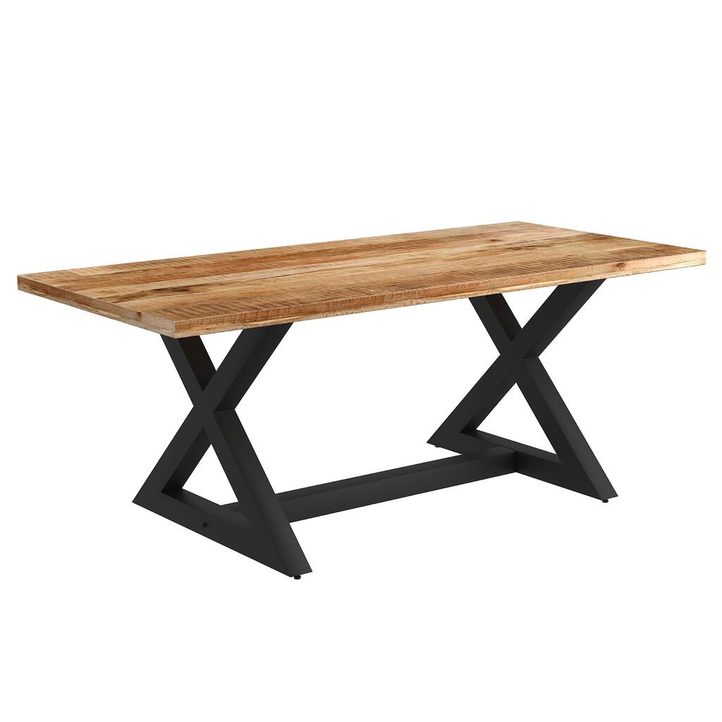 Industrial Chic Solid Wood Dining Table in Distressed Grey