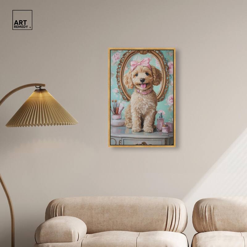 Puppy at the Vanity Canvas by Art Remedy