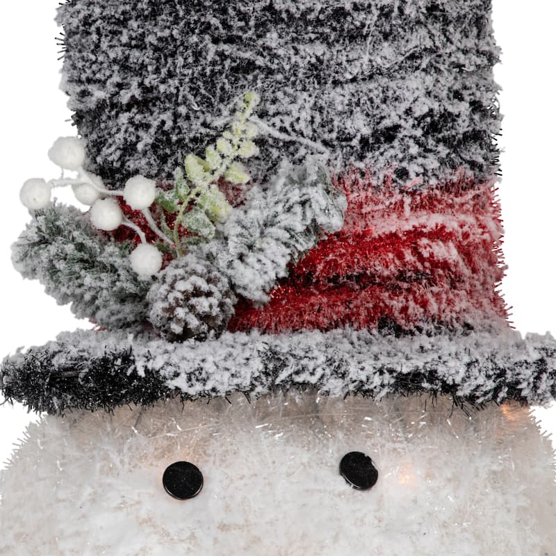 25" Lighted Snowman with Black Frosted Top Hat Christmas Tree Topper - 25