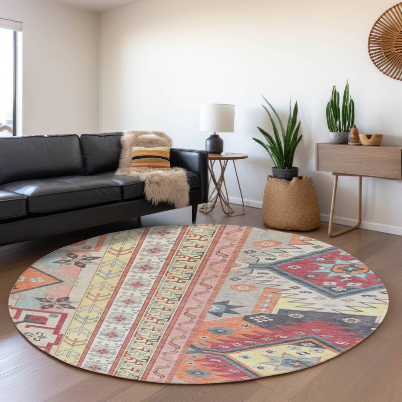 Premium Washable Super Soft Boho Global Aniston Mayfield Rug - Linen - 8' x 8'