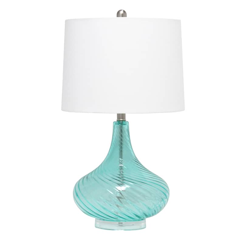 24" Classix Contemporary Wavy Colored Glass Table Lamp - Blue